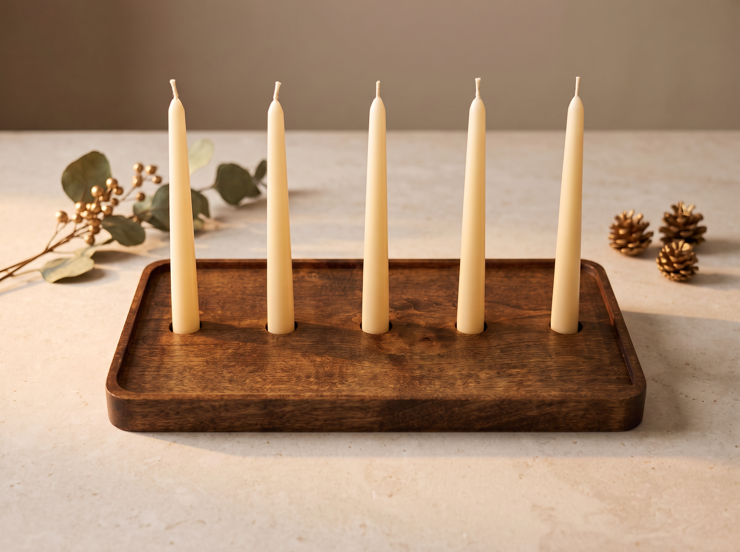 Advent candle holder board with four candle holders