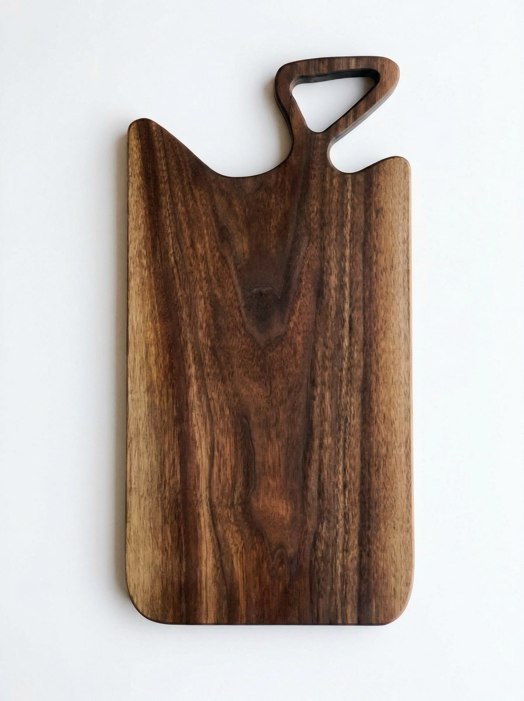 Walnut board with unique Y-shaped handle